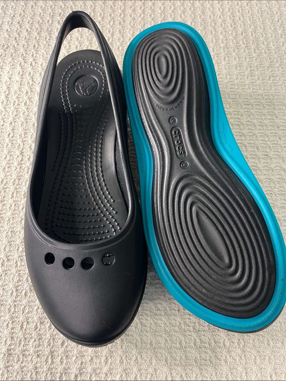 Crocs black and teal Crocs Tone Skylar slingback ballet flats